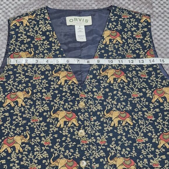 Vintage Orvis Elephant Womens Vest Button Front Medium Boho Retro Navy Corduroy - Picture 5 of 7
